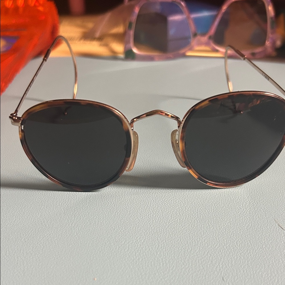 Round J Crew Around the Ear Black Sunglasses‎